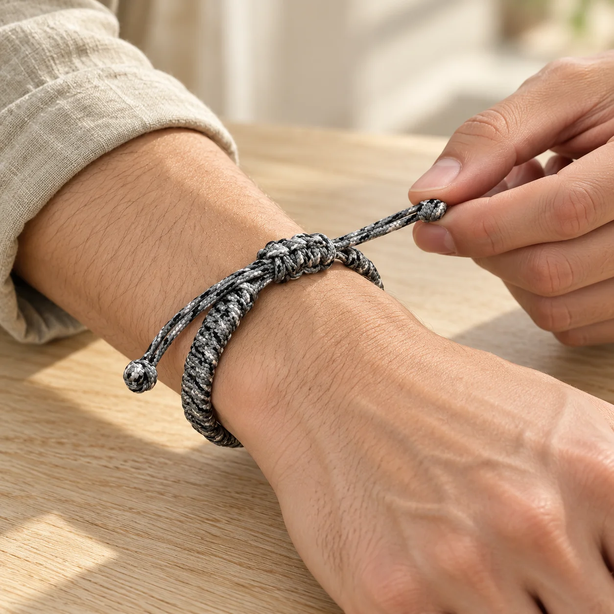 Drawstring Bracelet Braided Adjustable Bracelet Boho Wave Wristband Handmade Braided Nylon Cord Bracelet For Commuting Casual