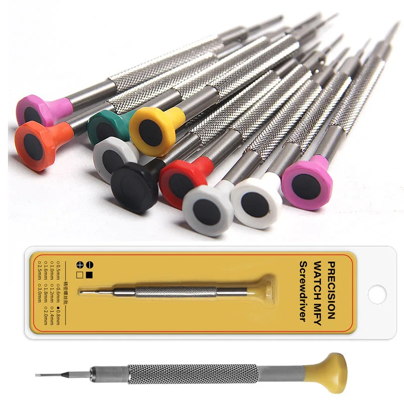 0.6-2.0mm Precision Screwdriver Watch Jewelry Repair Tool Set Stainless Steel Flat Cross Screwdrivers for Watchmaker Jeweler