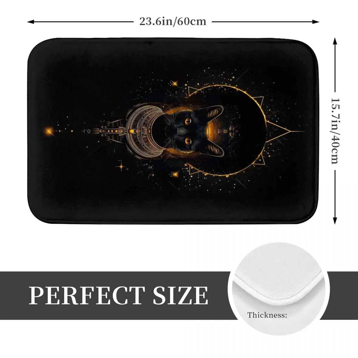 Egyptian Mythology Black Cat Doormat Kitchen Entrance Home Floor Mat Non-slip Carpet Rug for Bedroom Footpad Mats