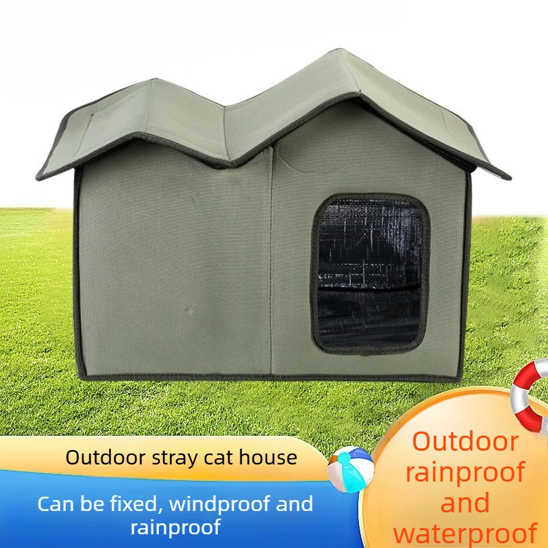 

Уличный домик для кошек, который можно фиксировать, ветрозащитное и непромокае гнездо для домашних животных, водонепроницаемое и теплое кошачье домик, уличное укрытие для домашних животных