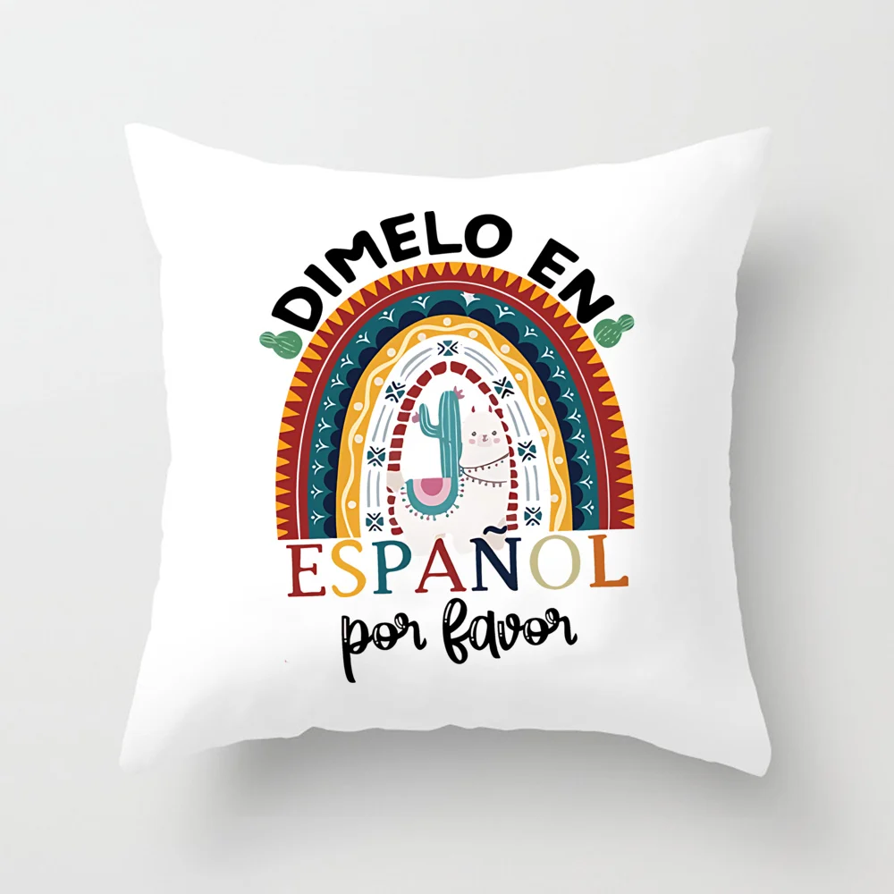 Spanish Teacher Rainbow Pillow Cover Teacher's Office Decoration  Cushion Cover Back To School Maestra Thanks Gifts