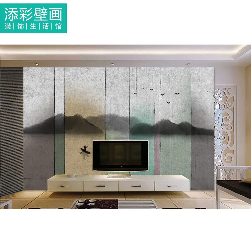 مخصص 3D الحبر المشهد الظلام جديد الصينية خلفية جدارية النسخة الأفقية من النمط الصيني غرفة المعيشة التلفزيون خلفية غرفة نوم 8d