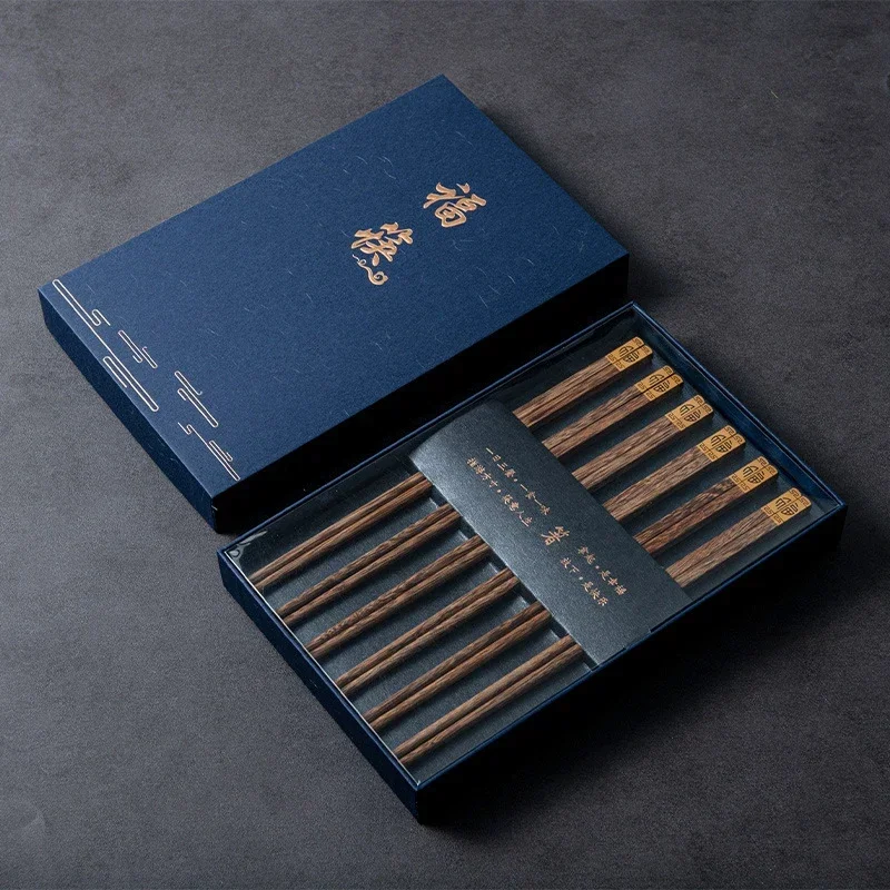 High Quality Natural Red Sandalwood Chopsticks Gift Box Packaging Home Tableware and Cutlery Set Chinese Chopsticks
