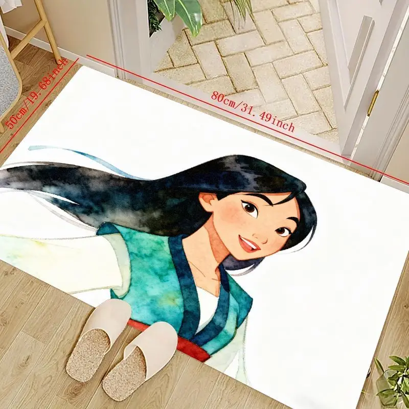 

1 шт. напольный коврик Mulan Anime Princess, мягкий нескользящий моющийся декоративный яркий акварельный ковер для прихожей, приветственный ковер, спальня