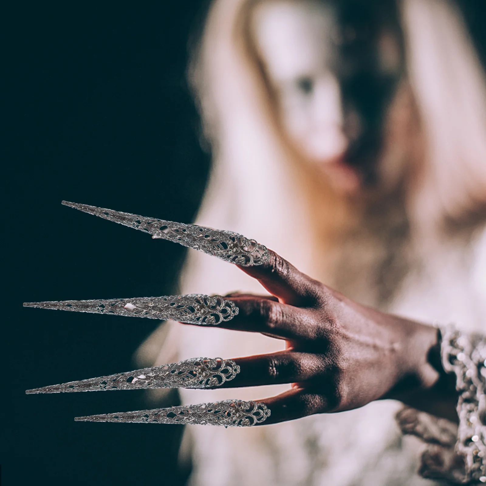 5-teilige Fingerklaue für Erwachsene, Miss Halloween-Kostüme, Nagelring, Eisennägel, Fingerspitze