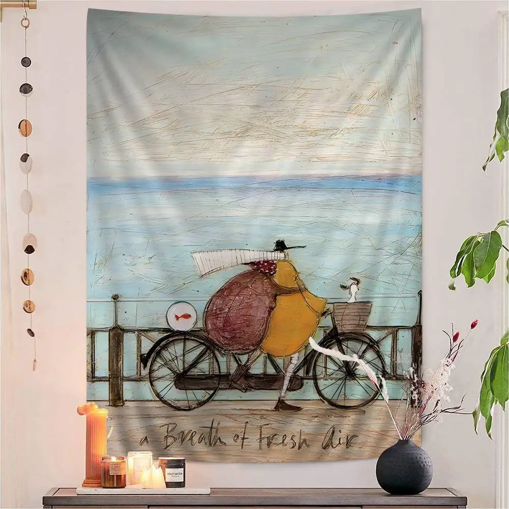 Sam Toft Art Abstract Landscape Love Dogs Pet Printed Large Wall Tapestry Indian Buddha Witchcraft Bohemian Hippie Decor Blanket
