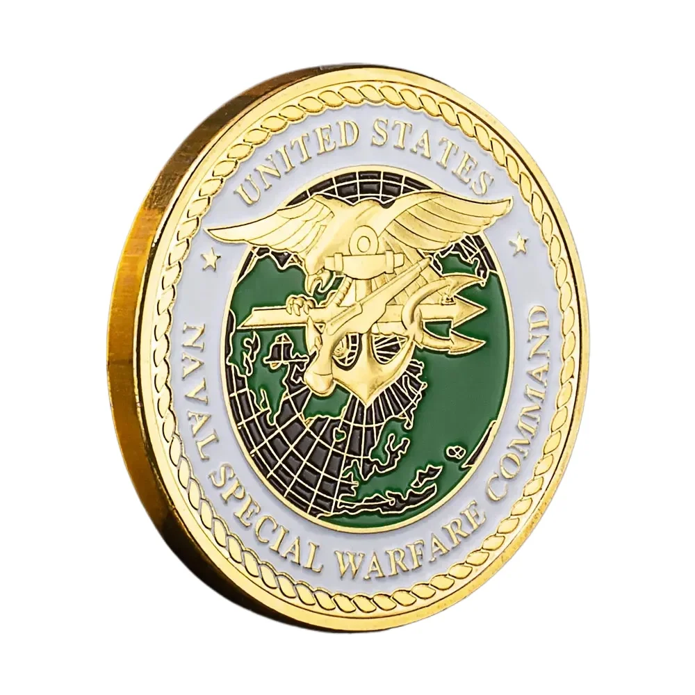 United States Naval Special Warfare Command Challenge Coins Navy Seals Golden Plated Souvenir Coin Home Decoration