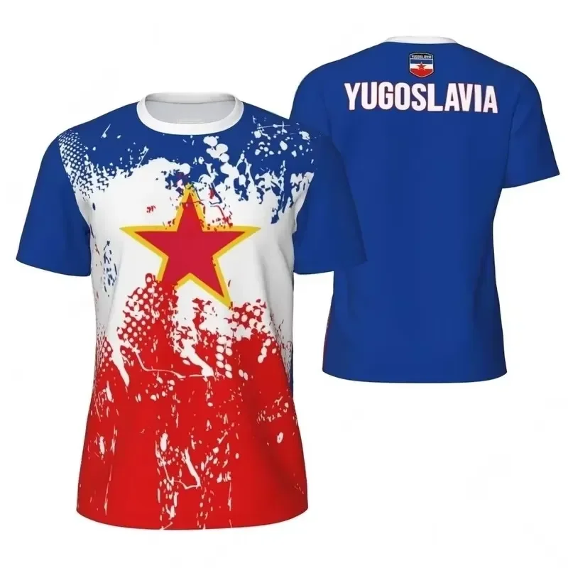 3D Printed 2026 Yugoslavia Flag Graphic Mens Football Jersey Fashion National Emblem Sports T Shirt Casual Oversized