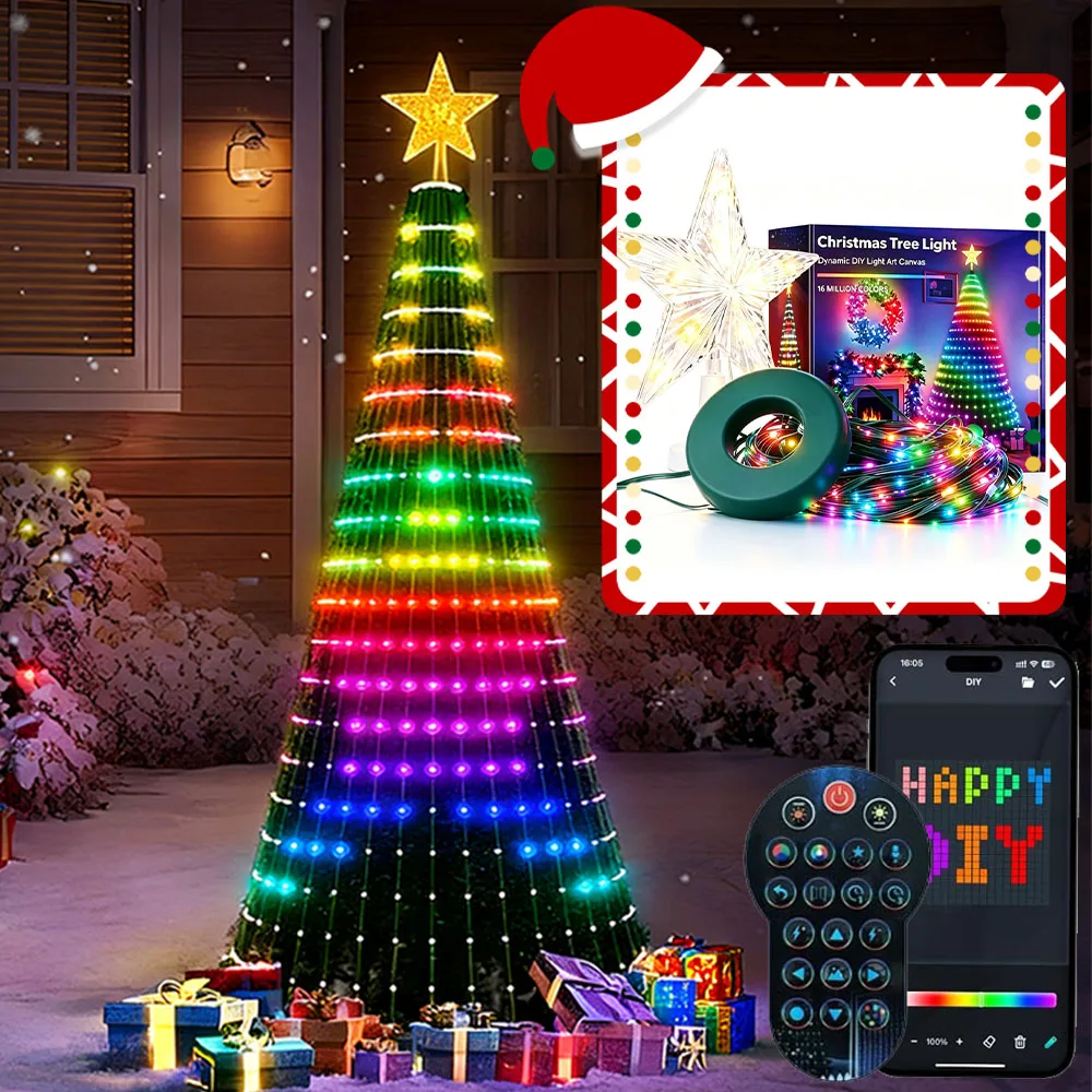 2026 Christmas Gifts 1.8m/5.9ft 400LEDs Christmas Tree String Lights Color Changing Indoor Decor Lights for Holiday Home Decor