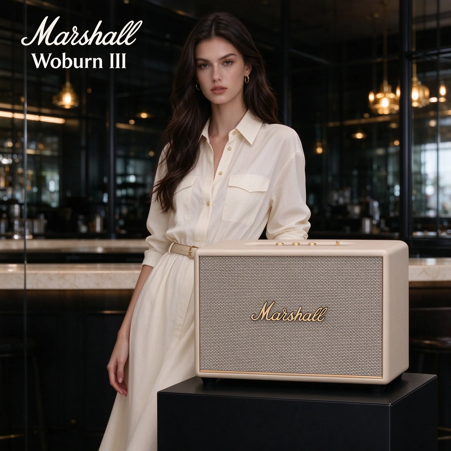 Marshall WOBURN III Wireless Home Speaker, HDMI ARC TV Connection, 3-Way Drivers, Bluetooth 5.2 & Physical Bass Treble Knobs