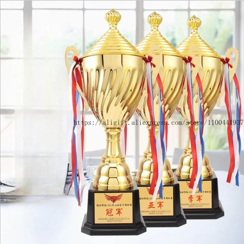 Custom Metal Trophy Cup Bulk Order Award for Sports Events Engraved Logo Name Gold Plated Competition Prize Factory Direct