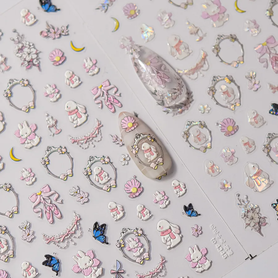 5D embossed nail art sticker high quality Christmas series nail stickers Christmas three-dimensional gold edge bear nail sticker