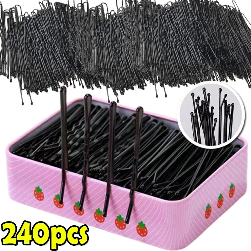 60/240pcs Black Hairpins for Women Hair Clip Lady Bobby Pins Invisible Wave Curly Bride Disposable Hairgrip Barrette Hair Clips