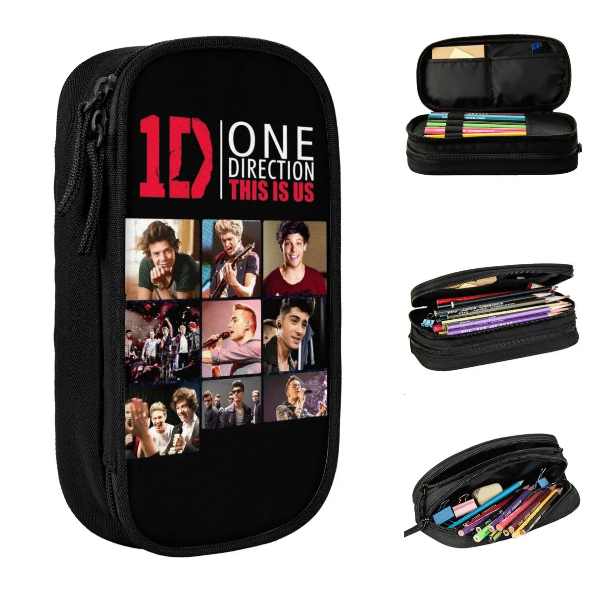 Ones Music And Directions 1D Pencil Cases Lovely Metal Music Pen Box Bags Kids Big Capacity Students School Gift Pencilcases