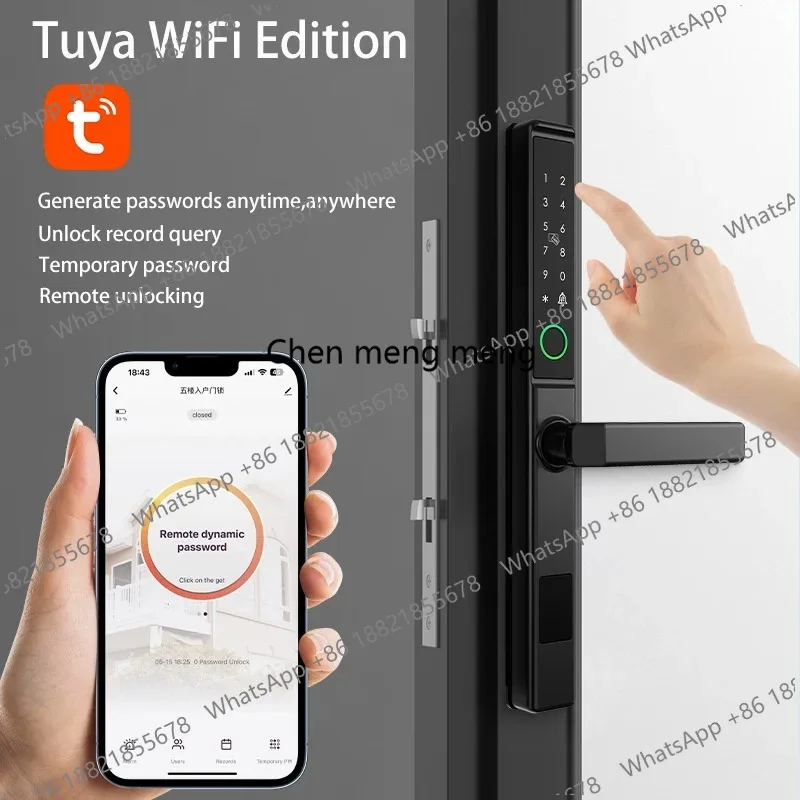 New Waterproof Smart Fingerprint Password Card Tuya APP Door Lock Bridge-Cut Aluminum Alloy For Outdoor Pull Push Sliding Door - view 4