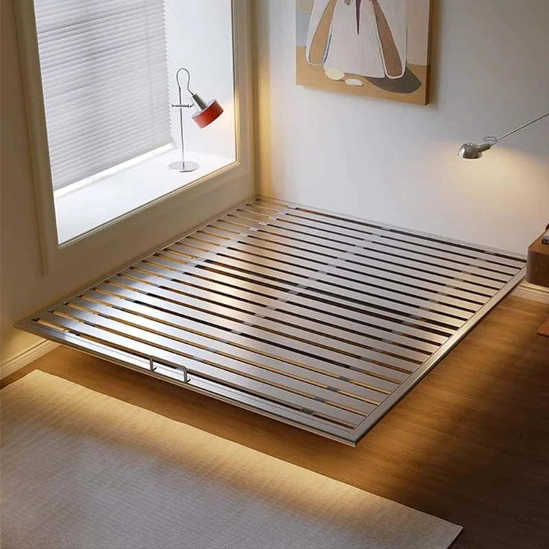 

Stainless steel suspended bed, no bedside, space-saving small apartment, modern and simple