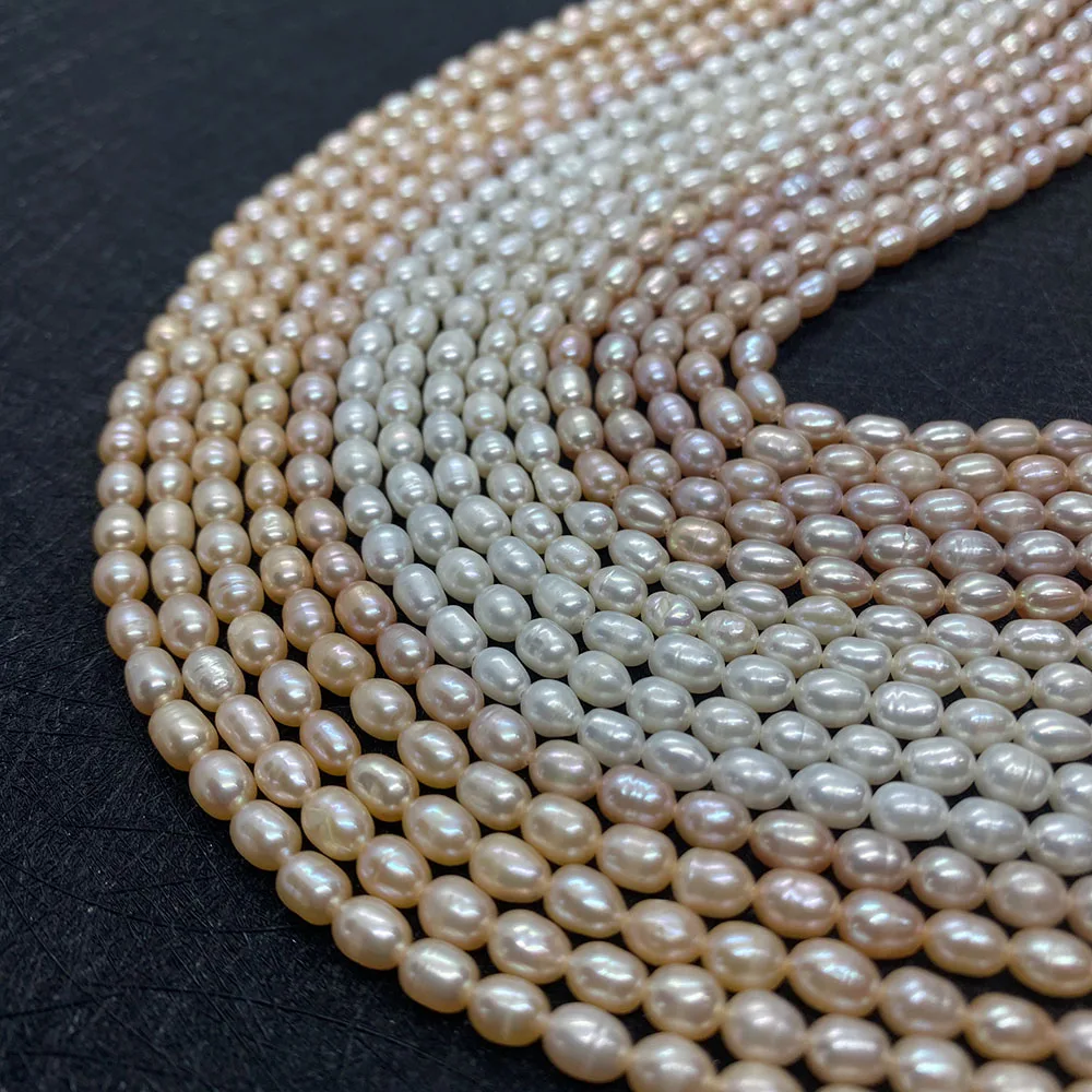 AA 2-7mm Natural Pearl Beads Rice Shape White Freshwater Pearls Loose Beads for Jewelry Making DIY Bracelet Earrings Accessories