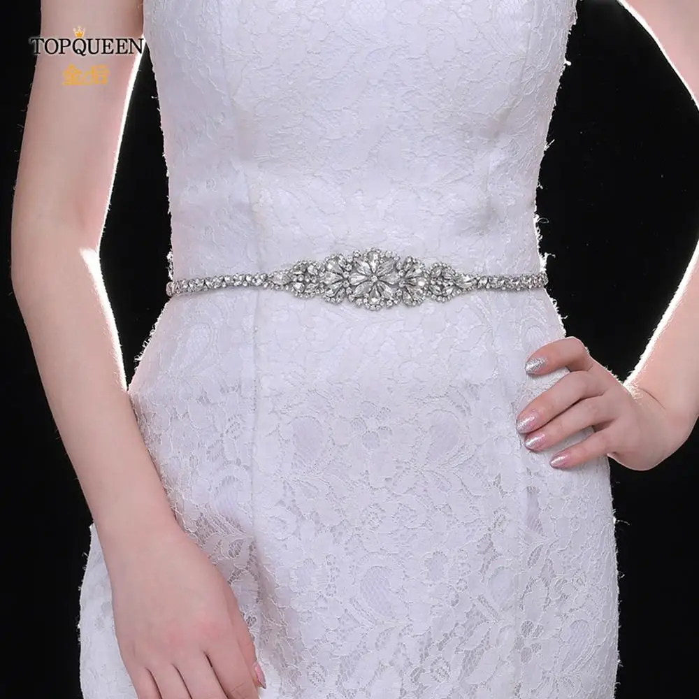 TOPQUEEN S489 Bridal Belt for Women Party Evening Wedding Dresses Sparkly Rhinestone Applique Sash Brides Femal Accessories