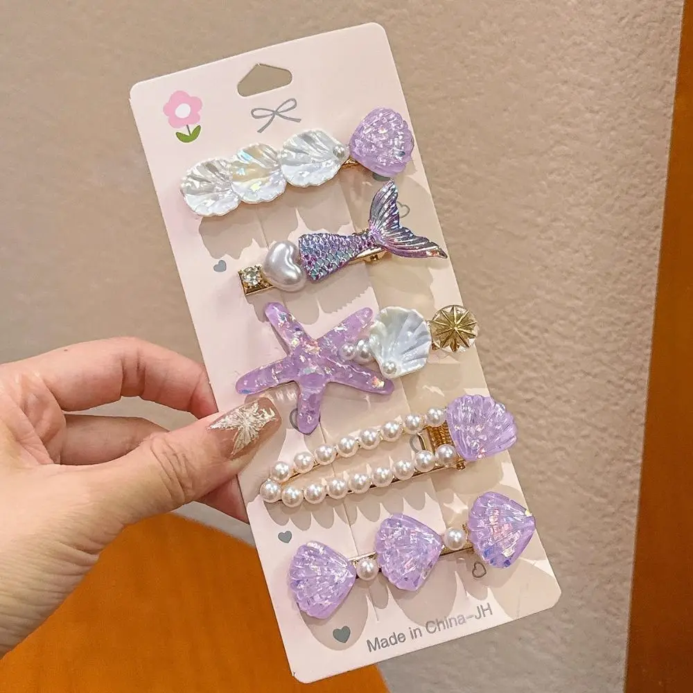 5Pcs New Pearl Shell Starfish Hair Clips Ocean Series Princess Barrette Headdress Hair Accessories Mermaid Hairpins Beach