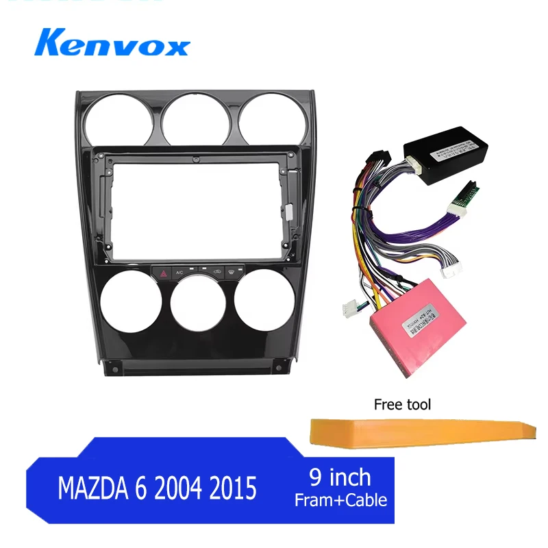

KENVOX 2 Din Автомобильный радиоприемник 9 дюймов, лицевая рамка для MAZDA 6 2004 2015, центральная панель управления, лицевая панель, стереосистема, комплект приборной панели
