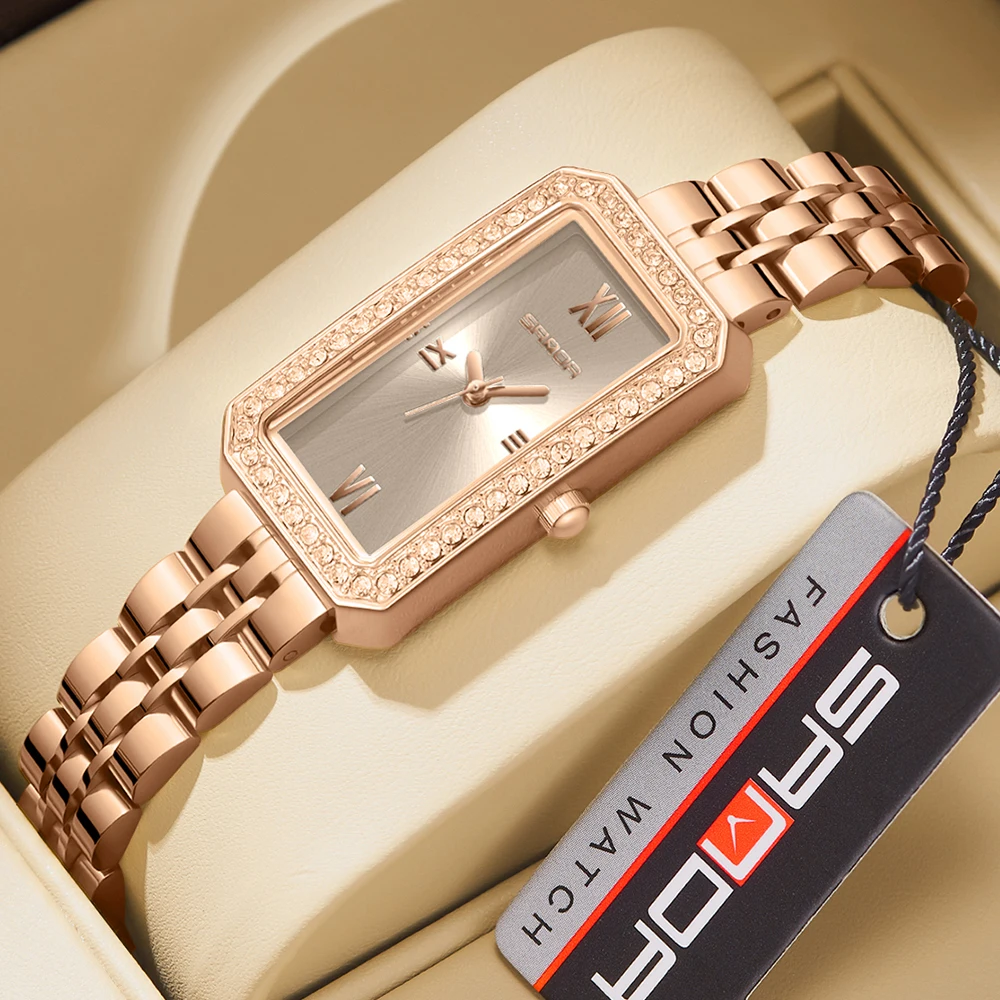 ساعة ذهبية للنساء مربعة الشكل كوارتز ساعات المعصم الفولاذ المقاوم للصدأ امرأة ساعات ذهبية صغيرة موضة فاخرة عادية Reloj