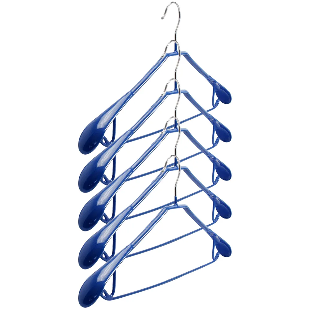 

5pcs Seamless Hangers Plastic Metal No-Slip Space Saving Widened Clothes Storage Rack Coat Sweater Dress Hangers