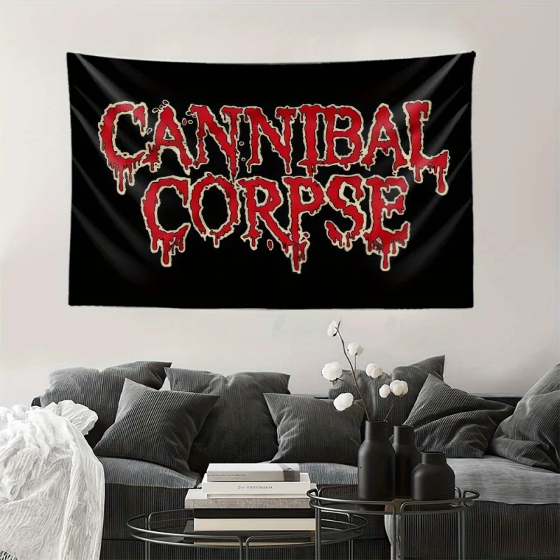 VIKAMA Cannibal Corpse Death Metal Logo Tapestry Perfect for Bedroom Wall Decor Hardcore Music Fanatic Photo Backdrop