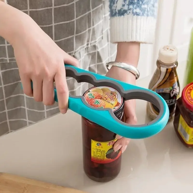 Creative four-in-one multi-functional bottle opener, beer can opener, household kitchen screwing bottle cap non-slip cap opener