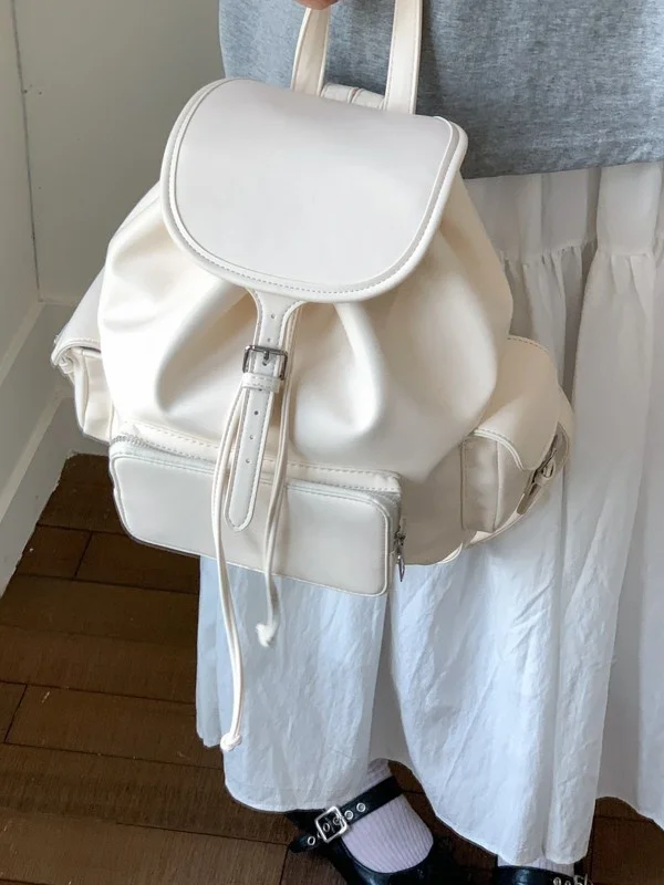 

Faionable Student Bapa Soft Leather Convenient Dual-oulder Bag Versatile PU Youth Casual Commute Sle Large Size