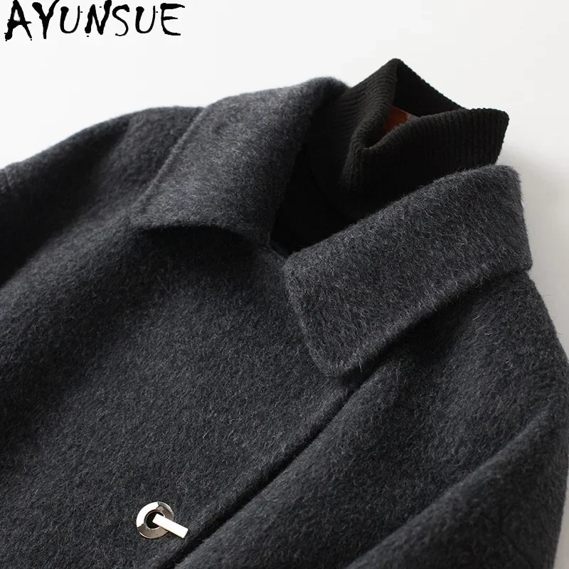 AYUNSUE Top Quality 10% Alpaca 90% Wool Coats for Women 2023 Autumn Winter Chic Loose Double-sided Woolen Jacket Abrigos Mujer