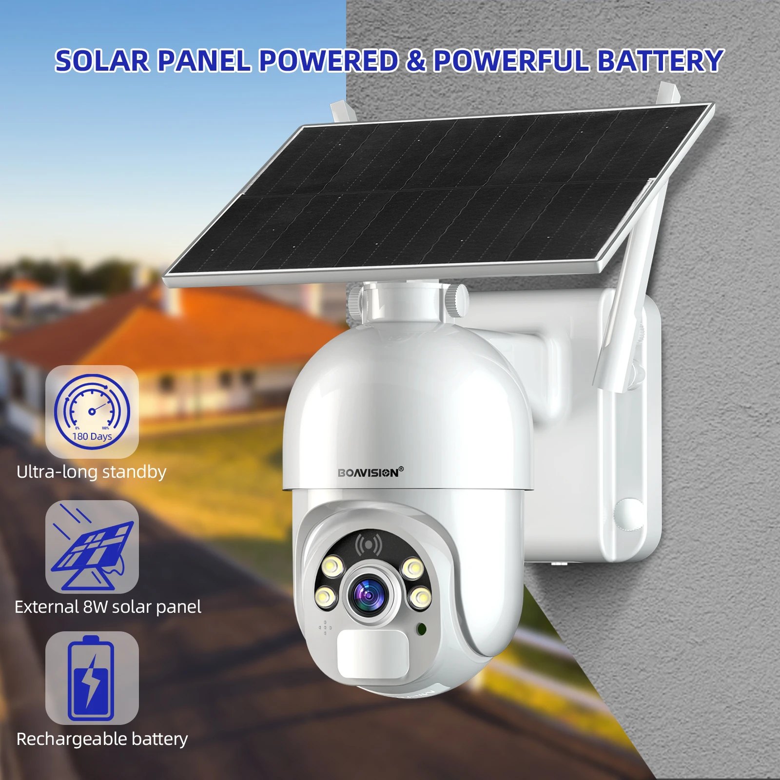 Outdoor HD 3MP 5MP 4G SIM Card / WIFI Solar Panel Camera PTZ Rechargeable Battery Powered Color Night Vision PIR Security camera