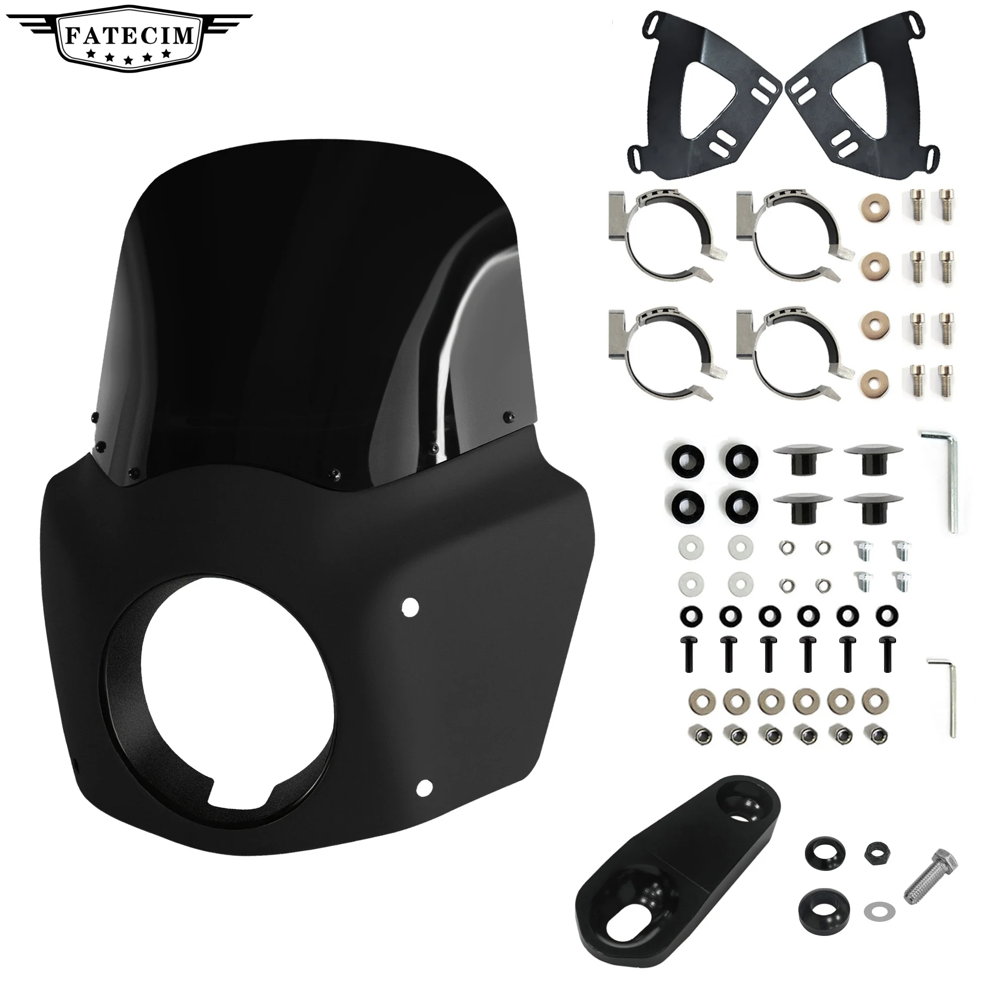 Carenado negro mate, parabrisas de 11 ", carenado delantero de motocicleta, carenado de guerrero de carretera para Harley Sportster 883 Iron 883 XL883N XL1200