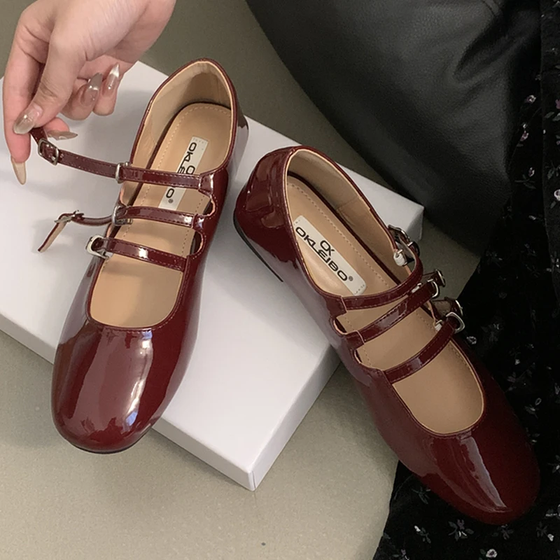 Fashion Ladies Mary Janes Shoes Round Toe Women Footwear Flats New Design Buckle Shallow Sandals Female Flats Shoes 2024