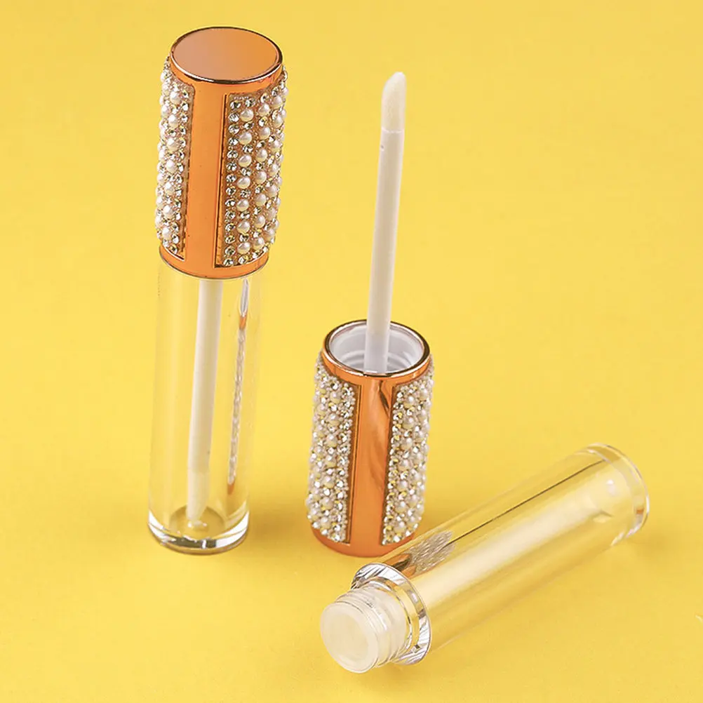 5Pcs Lip Gloss Tubes Lightweight DIY Round Small Refillable Lip Balm Containers for Craft Storage Lipstick Container