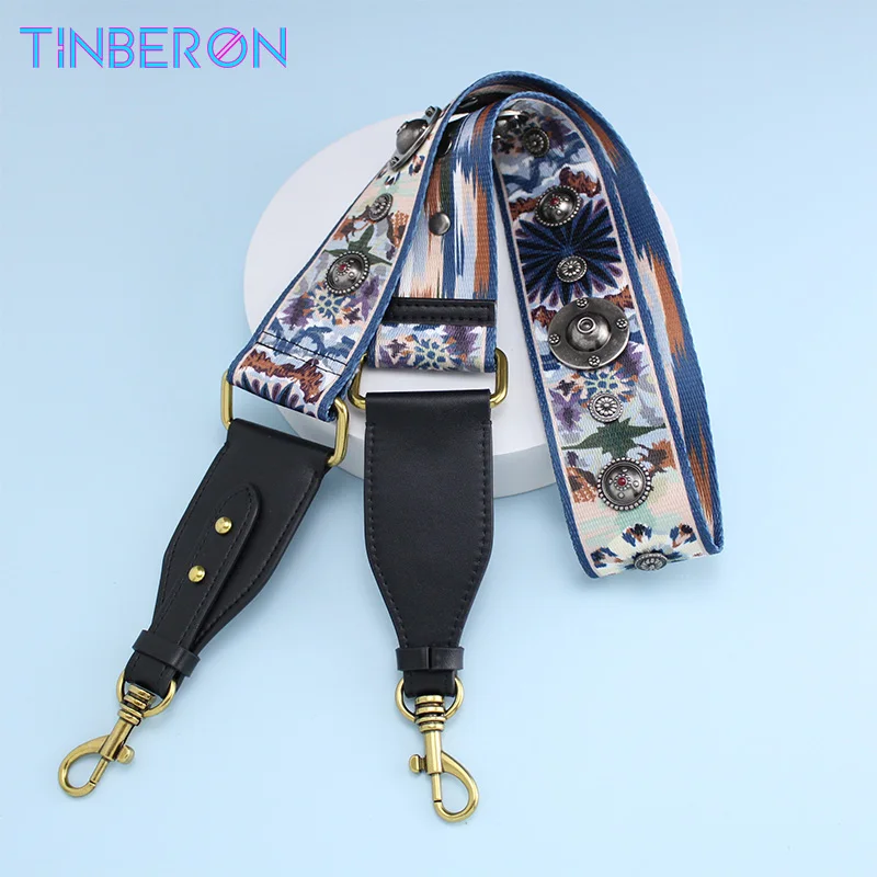 TINBERON Canvas Shoulder Strap Vintage Rivet Luxury Brand Wide Bag Strap Bag Part Accessories Apply To Saddle Bag Shoulder Strap