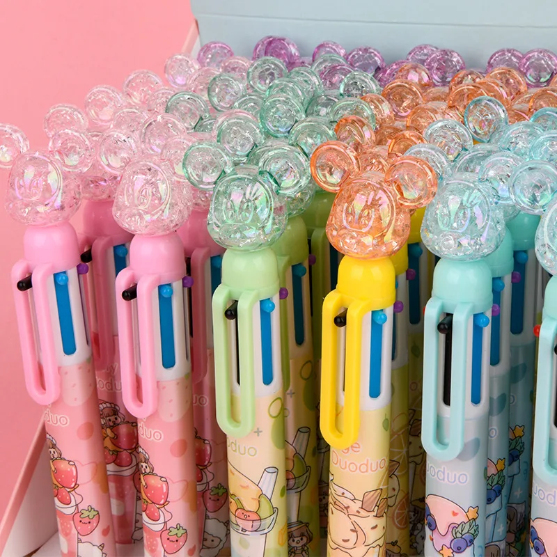 36PCS Disney gel pen crystal Mickey head hand account multi-color ballpoint pen creative press 6-color office school supplies