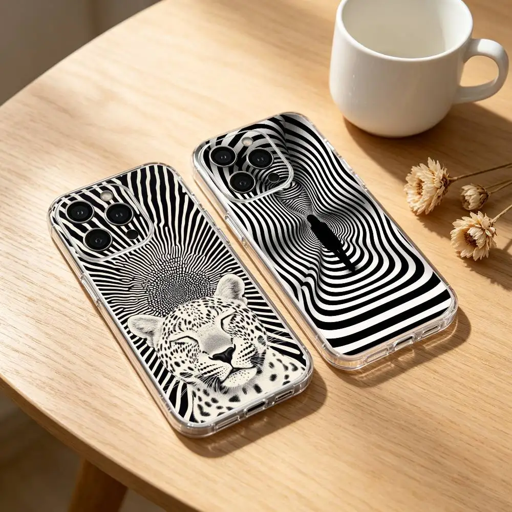 

S-Striped P-Pattern Phone Case For iPhone 17 16 15 14 13 12 11 Mini Pro Max Plus Transparent Cover