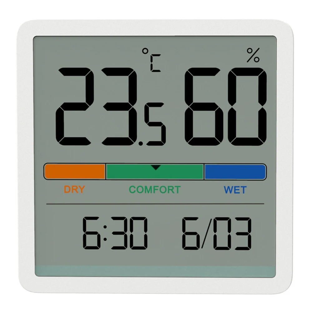 Weather Station LCD Thermohygrometer Clock Digital Display Thermometer Hygrometer Greenhouse Temperature Humidity Meter