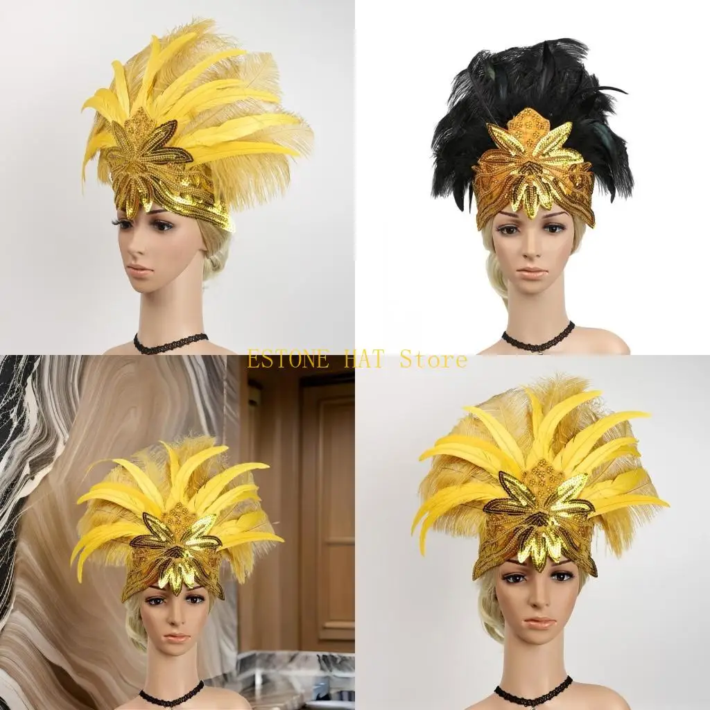 49MF Mardi Gras HairBand Halloween Headband Headdress for Masquerade Makeup for Party Masquerade Roaring Flapper Cosplay