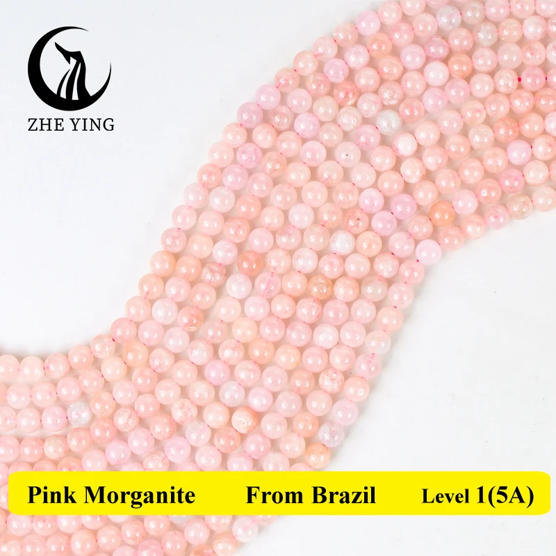 6/8MM Natural Stone Pink Morganite Beads Turquoises Round Loose Spacer Crystal Beads For Jewelry Making DIY Bracelets Necklaces