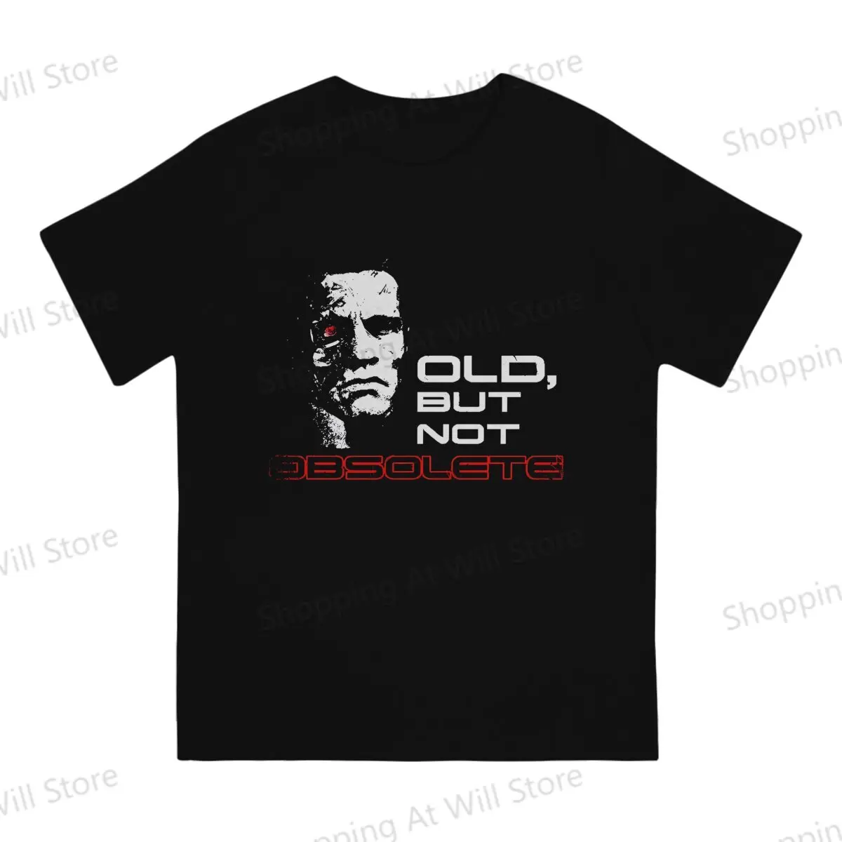 Tops 100% Cotton Leisure Sports Old but not Obsolete Terminator T-800 Movie Quote Men's and women's T-shirts  Short sleeved