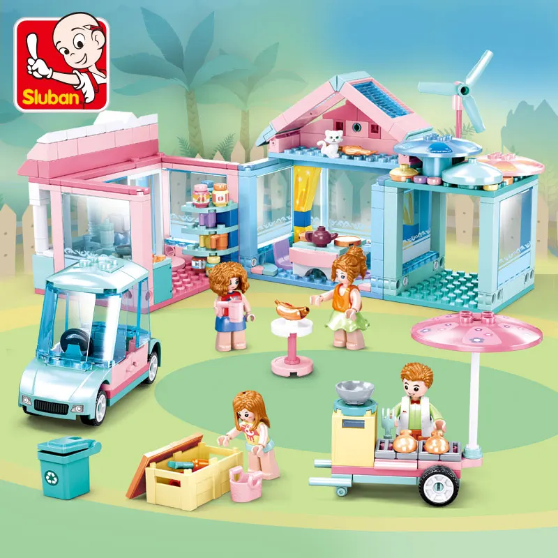 Sluban Building Block Toys Girls Dream Creator B0822 Garden House 410PCS Mini Cabin Bricks Compatbile With Leading Brands