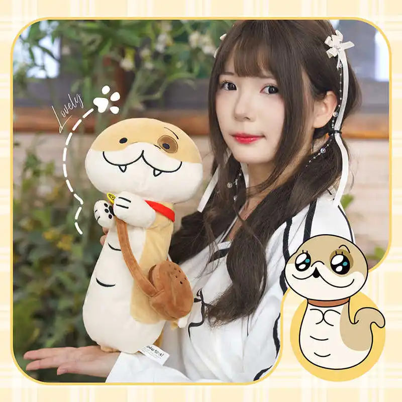 Kawaii Puppy Snake Spot Dot Cartoon Plush Storage Crossbody Bag Soft Movable Doll With Skeleton Creative Decoration Birthday Gif