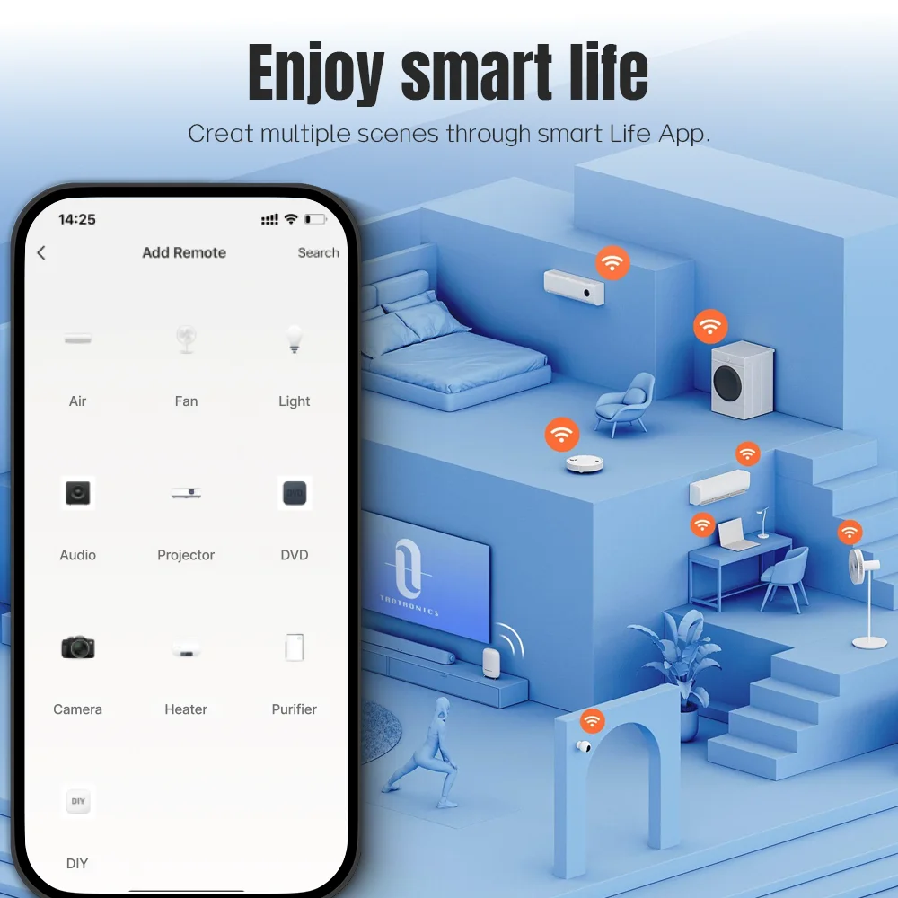 VBU Tuya WiFi IR Remote Control Smart Home Remote Universal Infrared Controller For TV/Light Works with Alexa Google Assistant