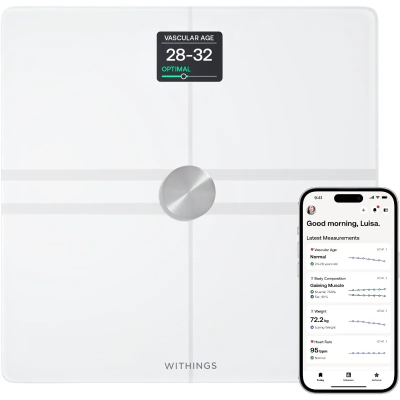 WITHINGS Smart Scales with Full Body Analysis Including Fat Content, Muscle Mass, Bone Density, Visceral Fat, Digital Personal