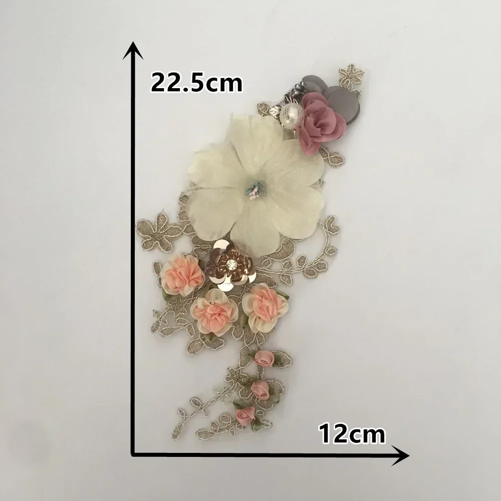 Wholesale sales of 1-10 pieces of polyester embroidery adhesive flower DIY sewing fabric decorative clothing accessories lace