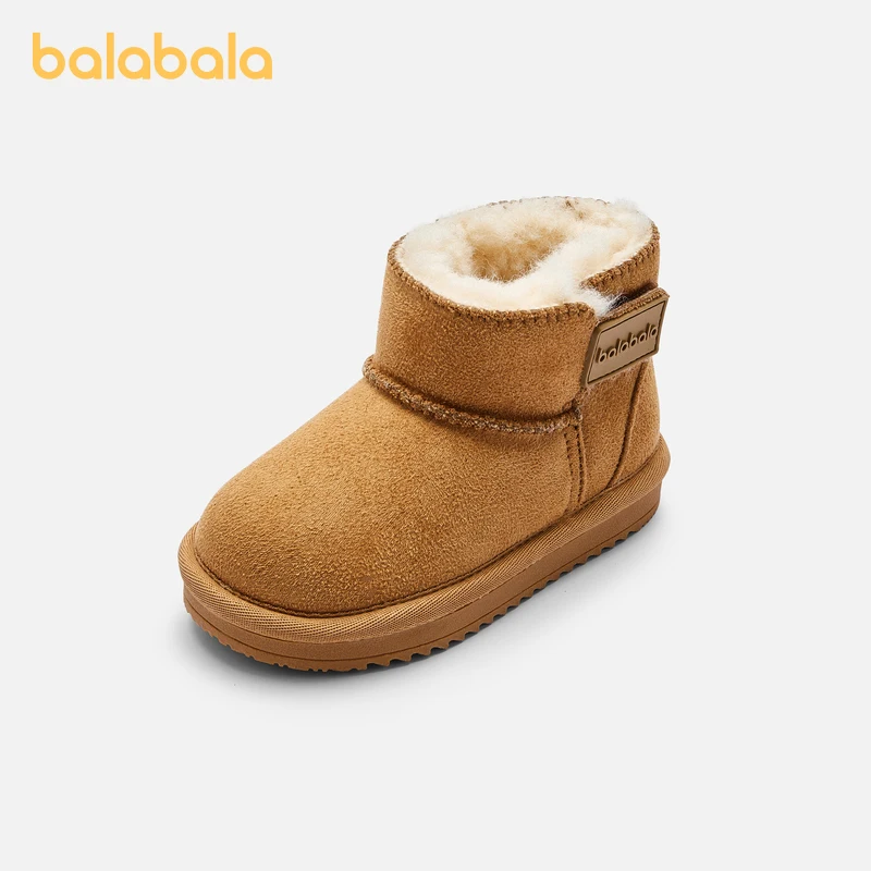 Balabala Kids Snow Boots Kids Snow Boots Boys Girls Warm Mid-Calf Boots with Thick Fleece 2024 New Winter Cotton Boots