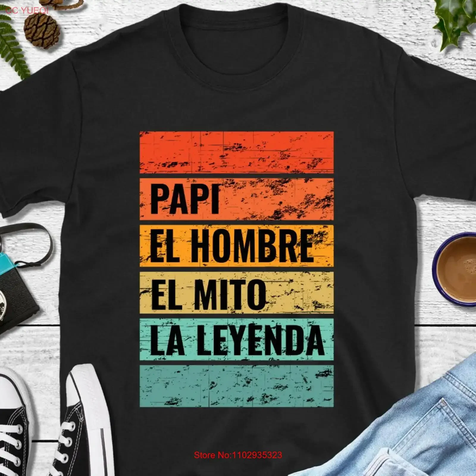 Papi Dia Del Padre Papa El Hombre Mito La Leyenda camiseta Regalo Día del Padre vintage lavado ligeramente Top para uso diario