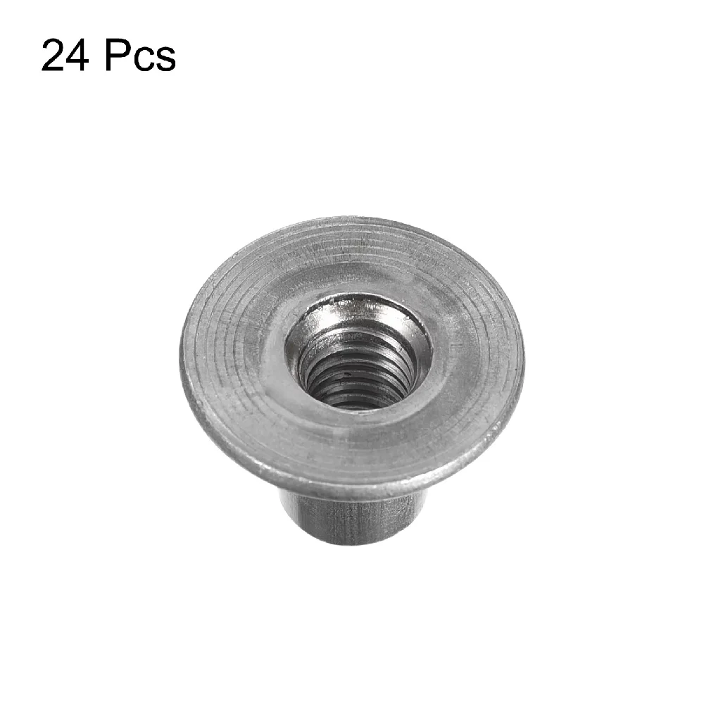 12/24Pcs M6 M8 M10 Carbon Steel Tee Nuts Round Base Weld Nuts 6-20mm Height Through Hole Flange Insert Female Thread Plate Nuts