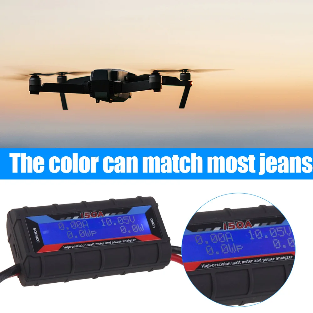 Misuratore di tensione della batteria RC 150A con retroilluminazione LCD Analizzatore di potenza corrente ad alta precisione Misuratore di potenza digitale ad alta precisione